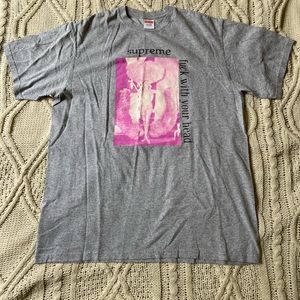 Supreme F*** with your head grey t shit size L.